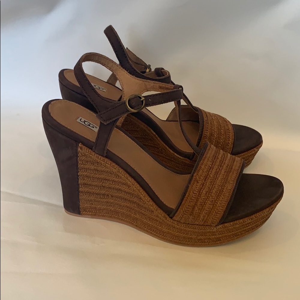 Women’s Ugg wedge sandals, size 9.5, new